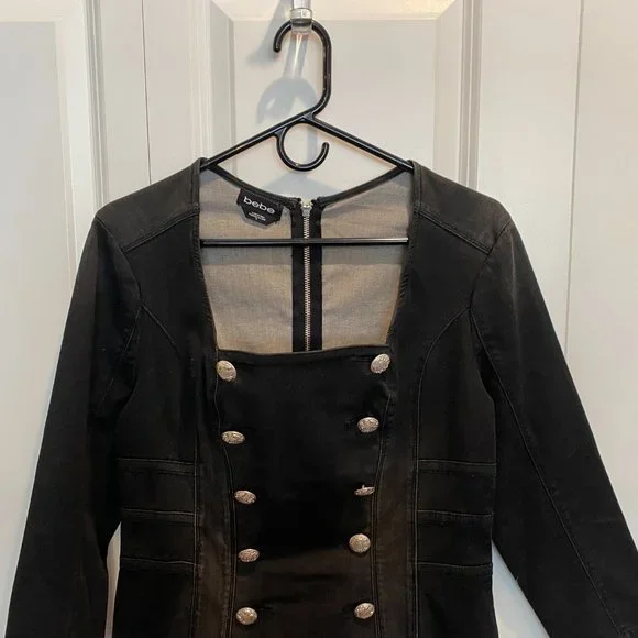 🎉🎊 HOST PICK 🎉🎊 Bebe Black Button Front Detail Dress Size 12 - Picture 5 of 10